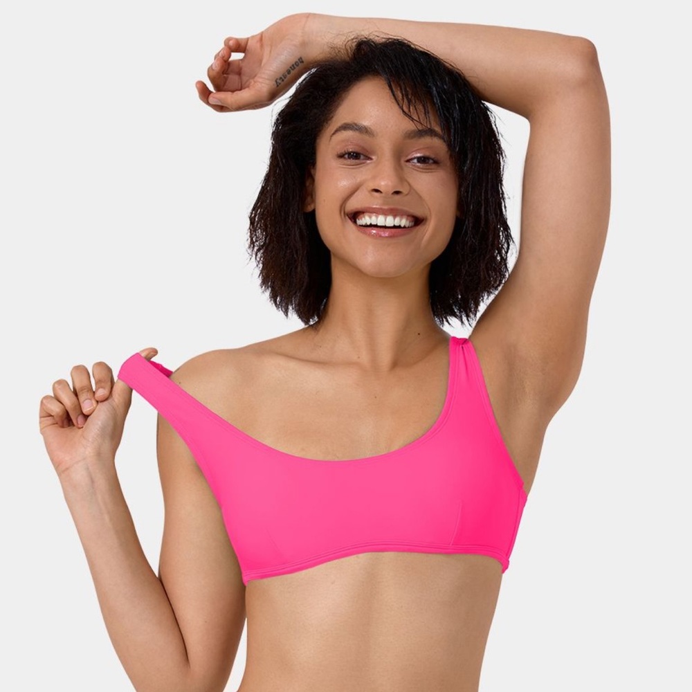 HALARA - NWT Solid U Neck Bikini Top in Neon Pink (Size XL)